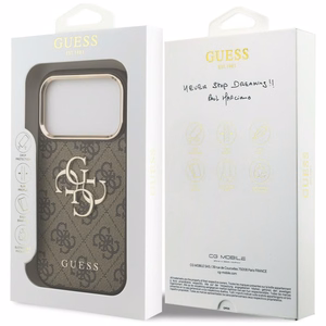 GUESS GUE005483 (PU W/ Big 4G Classic Logo) dėklas, skirtas iPhone 18 Pro / 17 Pro, spalva – ruda ir auksinė