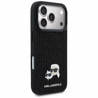 Karl Lagerfeld Rhinestones Karl&Choupette Pin Case for iPhone 17 Pro - Juodas