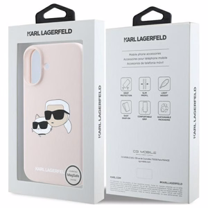 Karl Lagerfeld silikoninis dėklas telefonui Nauble Heads Print Magnetinis iPhone 16 - rožinis