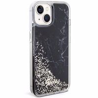 Guess Liquid Glitter Marble dėklas telefonui iPhone 14 - juodas
