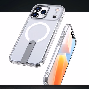 Hybrid Armor X dėklas Samsung Galaxy S25 FE su stovu, suderinamas su MagSafe, skaidrus