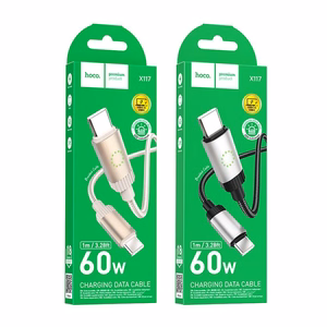 Kabelis USB C į USB C Hoco 3A 60W 1 m X117 juodas