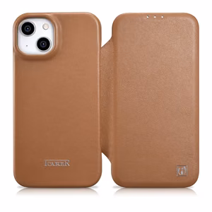 Чехол iCarer CE Premium Leather Folio для iPhone 14 Plus магнитный с откидной крышкой MagSafe коричневый