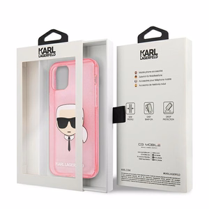 Karl Lagerfeld Glitter Karl's Head Dėklas iPhone 13 mini - rožinis