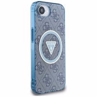 Guess IML Metal Glitter 4G Circle Triangle Magnetinis dėklas telefonui iPhone 16e - mėlynas
