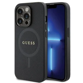 Guess GUHMP14LPSAHMCK dėklas iPhone 14 Pro - juodas Saffiano MagSafe