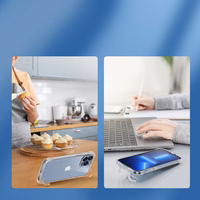 Joyroom Defender serijos dėklas iPhone 14 Pro Max šarvuotas kablio dėklas su stovu skaidrus (JR-14H4)