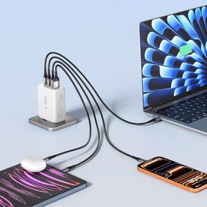 "Tech-Protect NC200W-GaN" 4 prievadų 200 W sieninis įkroviklis - baltas