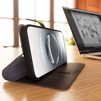 Puro ekologiškos odos dėklas iPhone 16E su horizontaliu atvartu, 2 kortelių lizdais ir banknotų kišene, juodas