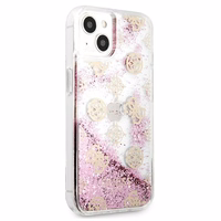 Guess GUHCP13SLGPEPI iPhone 13 mini 5.4" rožinis/rožinis kietas dėklas Peony Liquid Glitter