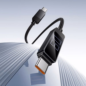 Hoco U154 USB-C–USB-C kabelis su taškinės matricos LCD ekranu, 3 A, 60 W, 1 m, juodas