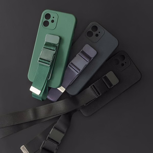 Dėklas telefonui gelinis su grandininė kilpa, iPhone 13 Pro Max rožinis