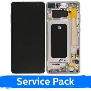 Ekranas skirtas Samsung G975 S10 Plus su rėmeliu / Ceramic White / (Service Pack)