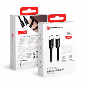 FORCELL F-ENERGY C338 kabelis Type C į Type C PD QC4.0 3A 60W 1,5 m juodas