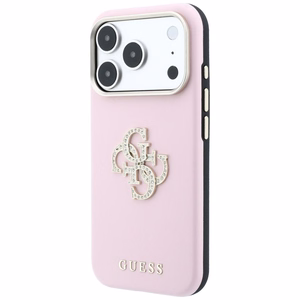 Guess Smooth & Big Strass Logo dėklas iPhone 18 Pro / 17 Pro – rožinis