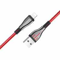 Borofone Highway - 1.2m USB to Lightning Connection laidas (juodas / raudonas)