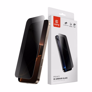Crong Privacy 3D Armor Glass grūdintas apsauginis ekrano stiklas su privatumo filtru, skirtas iPhone 17 Pro Max ir iPhone 16 Pro Max