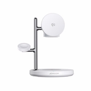 Joyroom JR-W23 Qi2 4-in-1 stalinis įkroviklis su integruota induktyvia nakties lempa - baltas