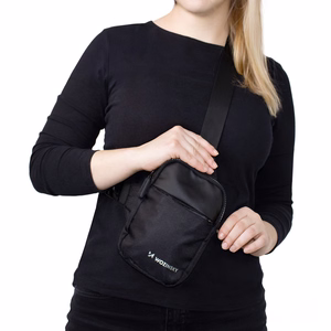 Wozinsky WMS-W1 vandeniui atspari unisex mini rankinė per petį telefonui su dviem skyriais - juoda
