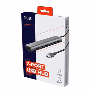 Trust Halyx - A tipo 5000 Mbit/s 7 prievadų USB 3.2 Gen1 šakotuvas (sidabrinis)