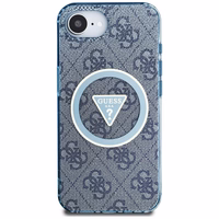 Guess IML Metal Glitter 4G Circle Triangle Magnetinis dėklas telefonui iPhone 16e - mėlynas