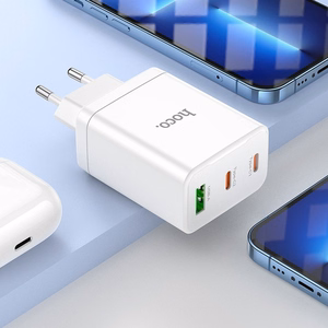 Įkroviklis Hoco N33 + "USB-C (Type-C) to Lightning Cable" (2xUSB-C;1xUSB 35W) baltas