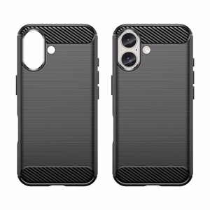 Carbon dėklas telefonui iPhone 16 Plus silikoninis dėklas - juodas