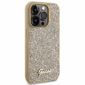 Guess Disko Metalinis Užrašas dėklas telefonui iPhone 15 Pro - auksinis