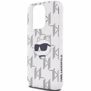 Karl Lagerfeld IML Choupette galvos ir monogramos dėklas iPhone 15 Pro - permatomas