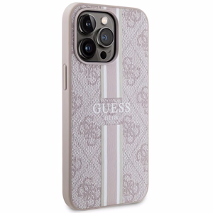 Guess GUHMP13XP4RPSP iPhone 13 Pro Max 6.7" rožinė/rožinė kietas dėklas 4G Printed Stripes MagSafe