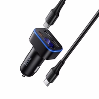 Įkroviklis automobilinis Hoco Z63A 42W (2xUSB 1xUSB-C LCD) juodas