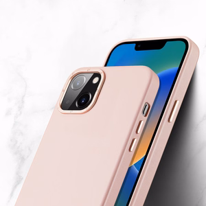 Dux Ducis Grit odinis dėklas iPhone 14 Plus Elegantiškas dirbtinės odos dėklas (MagSafe suderinamas) Rožinis