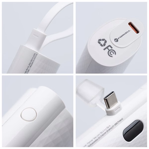Powerbank Forcell F-Energy Power Plug F5K3 PD 20W 5000 mAh with built-in connector USB C white