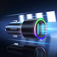 Automobilinis įkroviklis Joyroom "JR-CL10" juodas 24W (2xUSB / su LED apšvietimu) + "3in1" universalus laidas