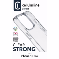 Cellularline Clear Strong - iPhone 15 Pro dėklas with Antimicrobial Protection (Clear)