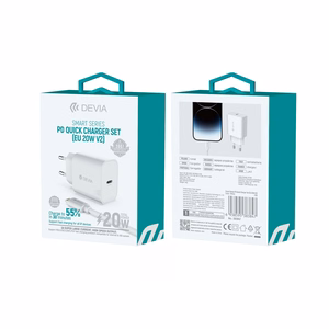"Devia" sieninis įkroviklis "Smart PD" 1x USB-C 1x USB 20W, baltas
