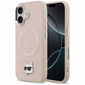 Karl Lagerfeld Choupette Pin Magnetinis dėklas telefonui iPhone 17 - rožinė