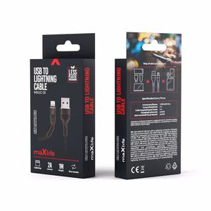 "Maxlife MXUC-01" USB - "Lightning" kabelis 1,0 m 2A juodas nailonas