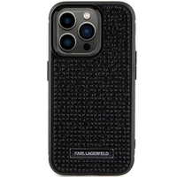 Karl Lagerfeld Rhinestone Logo Metal Plate Dėklas telefonui iPhone 15 Pro Max - juodas