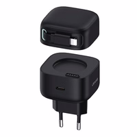 USAMS Tinklo įkroviklis 1xUSB-C su suvyniojamuoju Lightning laidu PD+QC 35W Gan Fast Charging juodas XMF Series CC209TC01 (US-CC209)