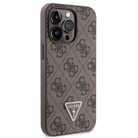 Guess GUHCP13LP4TDSCPW dėklas iPhone 13 Pro / 13 - rudas kryžminis 4G metalinis logotipas