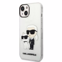 Karl Lagerfeld blizgus Karl&Choupette dėklas telefonui iPhone 14 Plus - permatomas