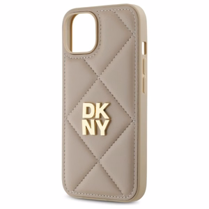 DKNY Quilted Stack Logo dėklas telefonui iPhone 14 - smėlio spalvos