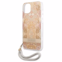 Guess GUHCP13SHFLSD iPhone 13 mini 5.4" auksinis/auksinis kietas dėklas Gėlių Dirželis