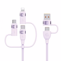 USAMS Laidas U85 2xUSB-C/USB/Micro-USB/ Lightning 6w1 1,2m 100W PD Fast Charge violetinis SJ645USB02 (US-SJ645)