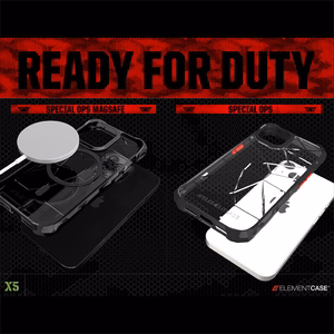 Element Special Ops X5 case for iPhone 14 Plus, with Mil-Spec drop protection, black and smoke