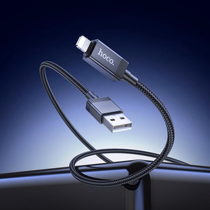 Kabelis USB A į Lightning Hoco 2,4A su ekranu 1 m X118 juodas