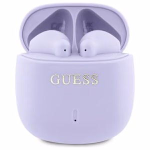 Наушники Guess Bluetooth GUTWSJ14ESGU TWS + зарядная станция фиолетовые Printed Classic Logo