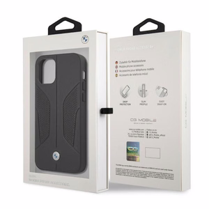 BMW Odinis perforuotais šonais dėklas iPhone 12 / iPhone 12 Pro - juodas
