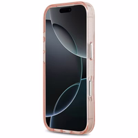 Karl Lagerfeld IML blizgantis Karl & Choupette galvų logotipo magnetinis dėklas telefonui iPhone 17 Pro - rožinis